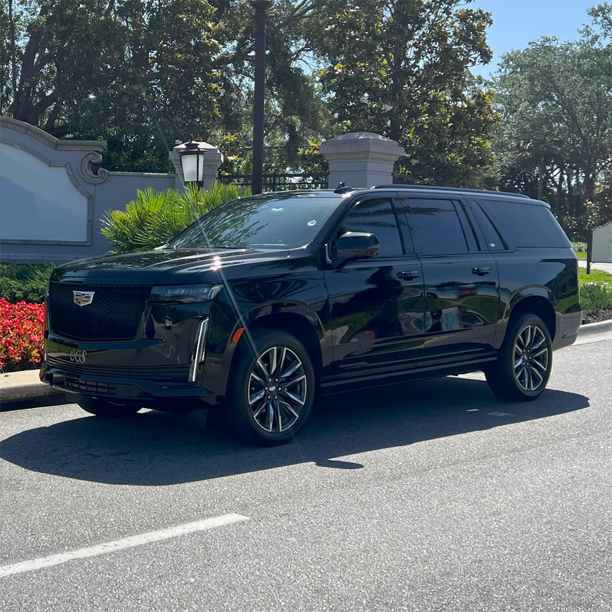 A family's spacious luxury SUV arriving at a Port Canaveral cruise terminal.